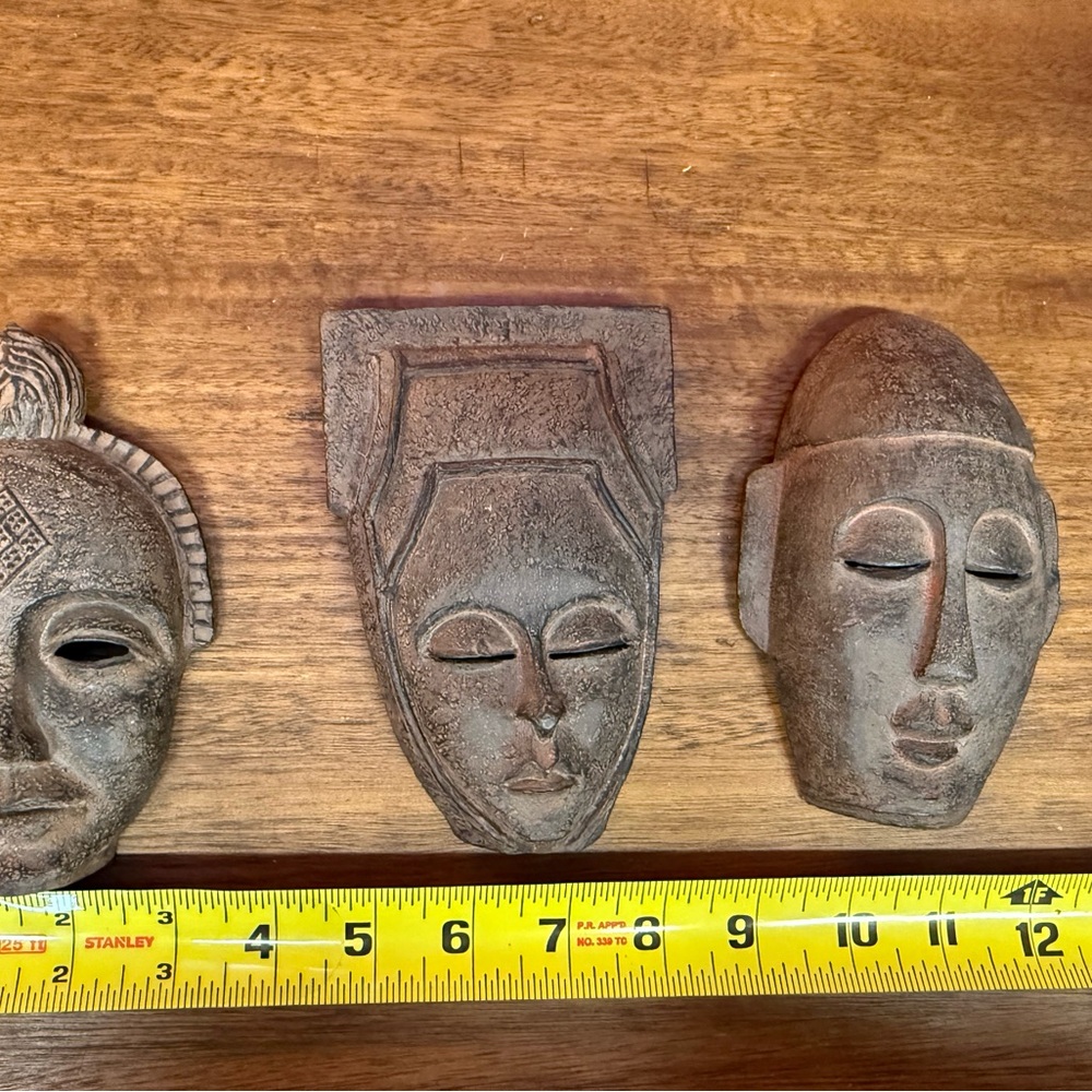 Set of Three Brown Tribal Masks